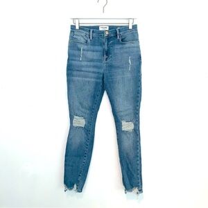 Frame Denim Le High Skinny Crop Chewed-hem Jeans in Paltrow Place size 28
